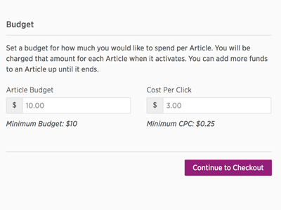 ContentAmp Set Your Budget