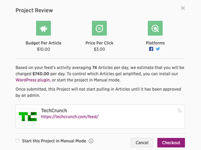ContentAmp Confirm and Checkout