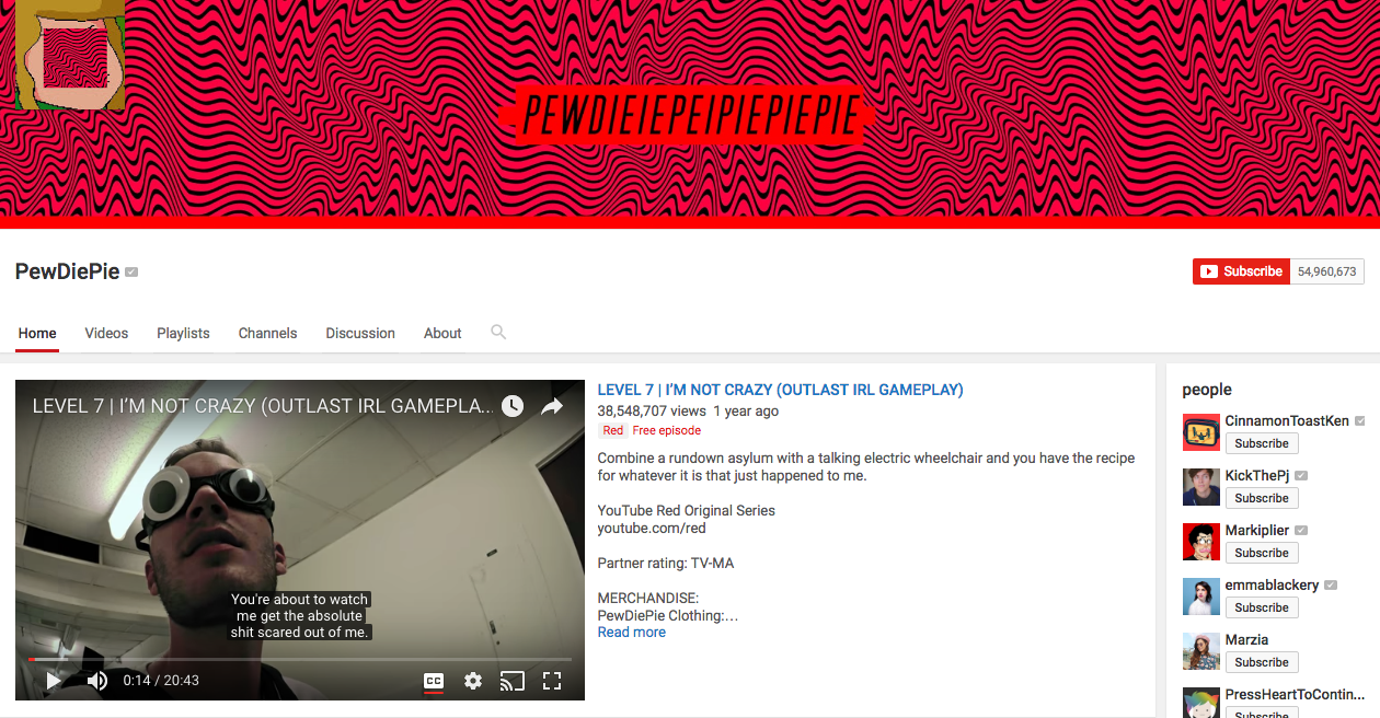 PewDiePie Top YouTube Influencer