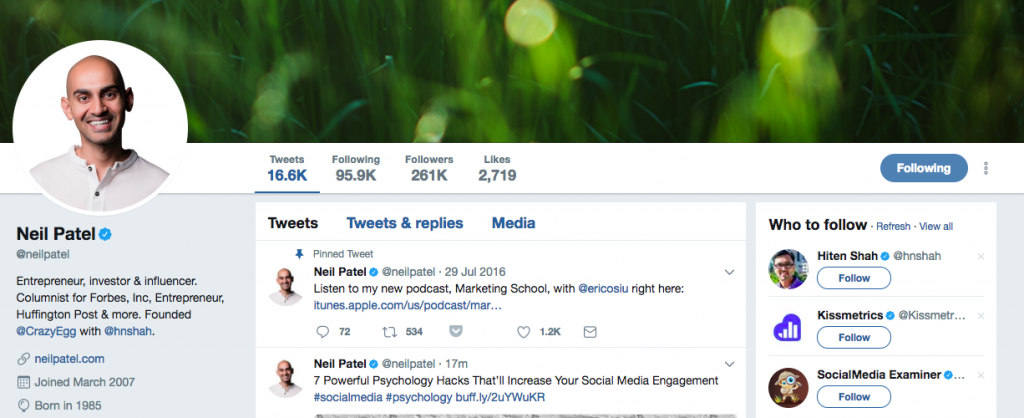 Neil Patel Top influențator SEO