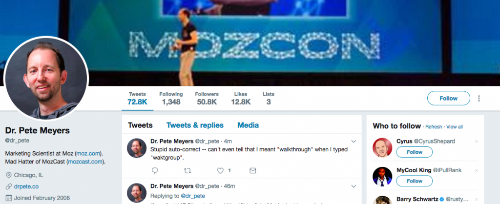Dr. Pete Meyers Top SEO Influencer
