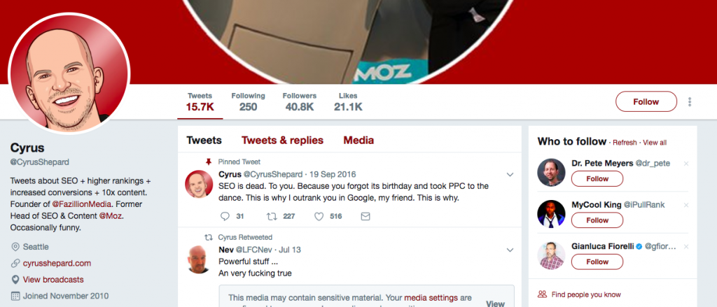 Cyrus Shepard Top SEO Influencer