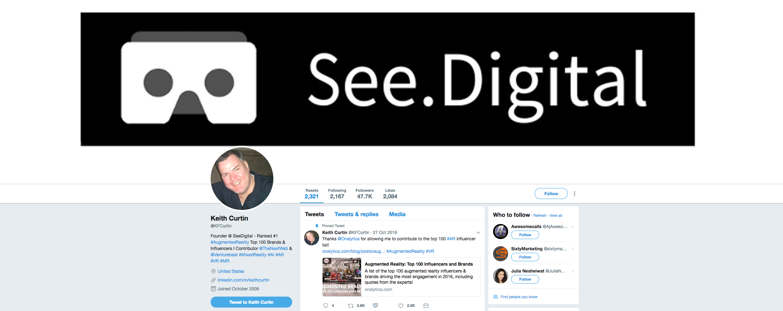 Keith Curtin Top Augmented Reality Influencers