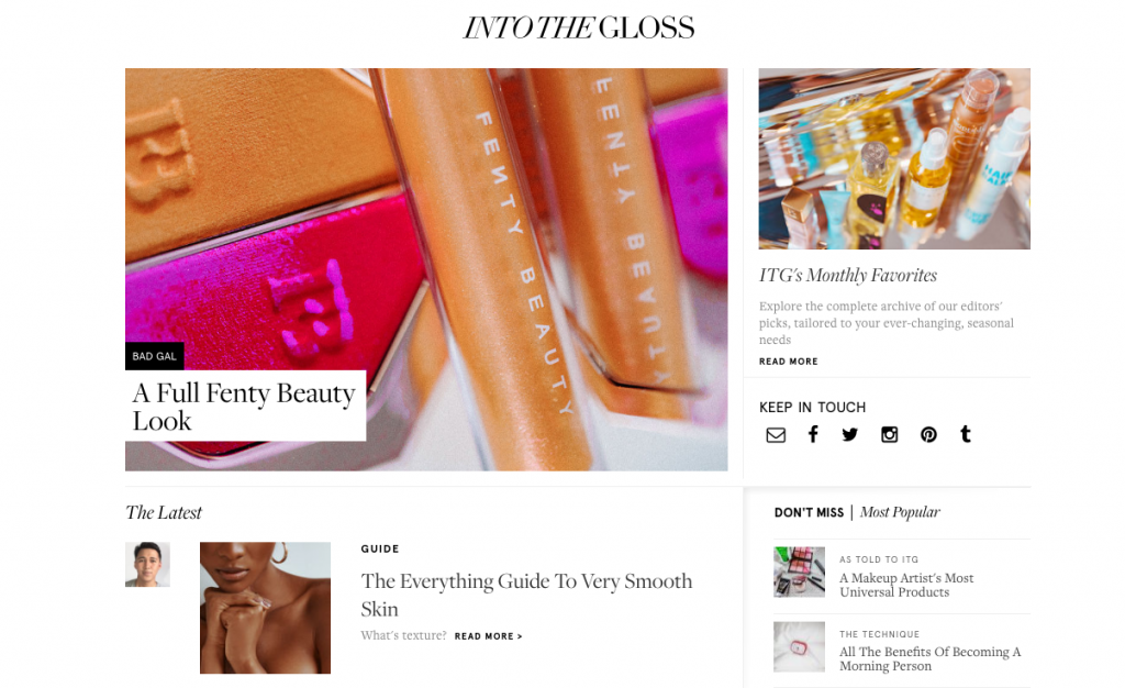Glossier Ecommerce Content Marketing Examples