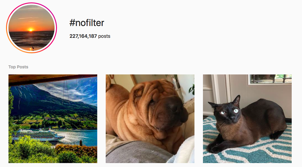 #nofilter Trending Instagram Hashtags